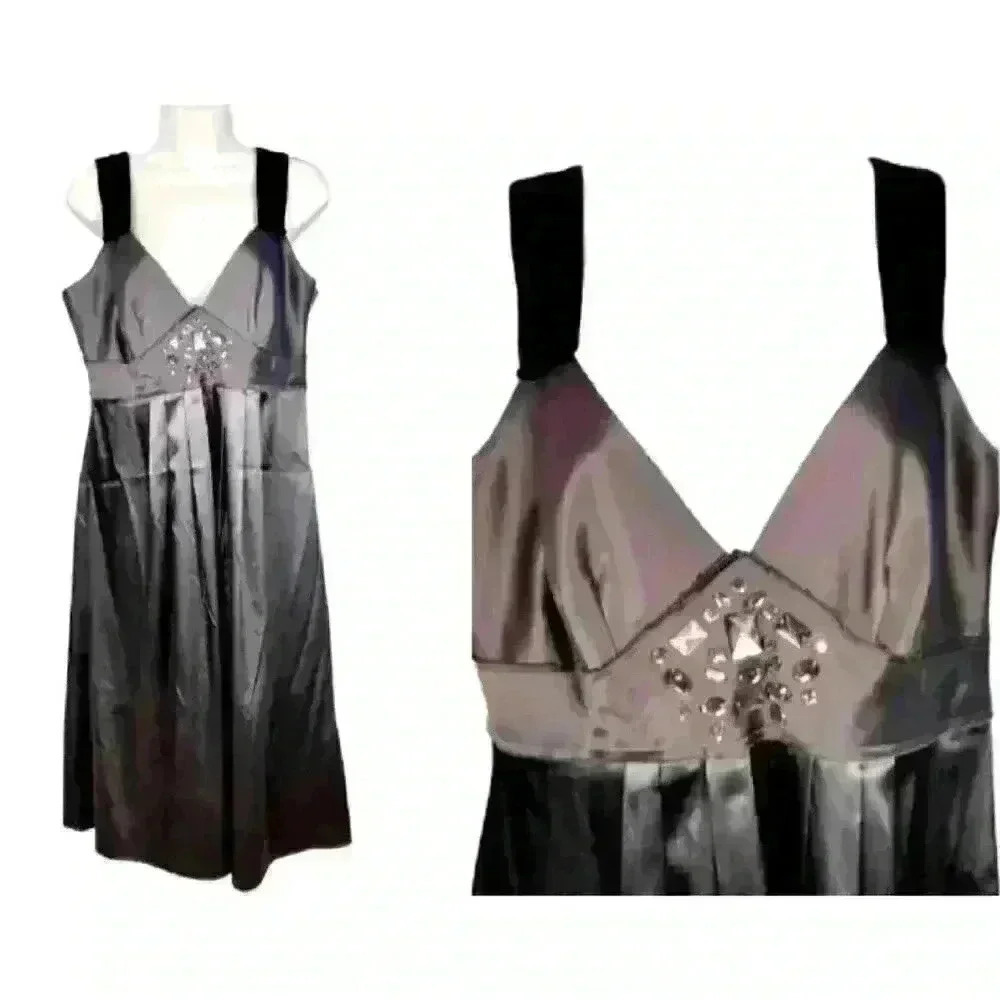 SIMPLY VERA Woman's GUNSMOKE GREY Fitted Side Zip Shimmery STRETCH size 10